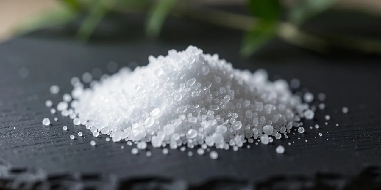 Magnesium mineral powder on a dark surface