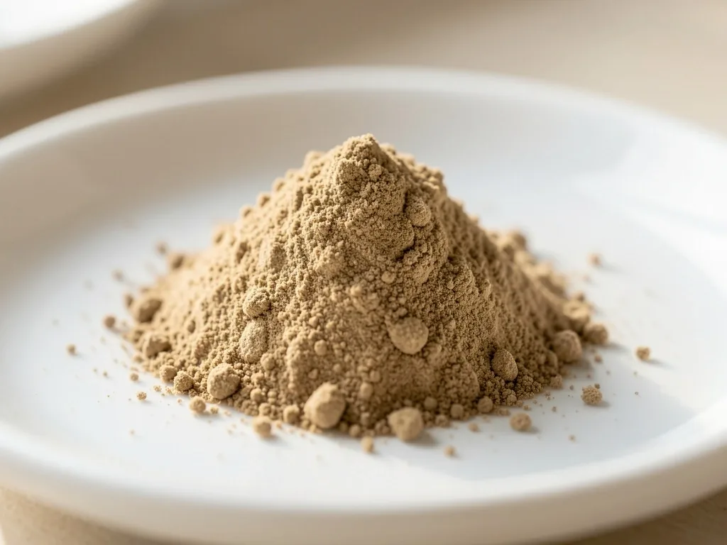Ashwagandha root powder on a white surface
